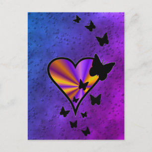 Carte Postale Rainbowheart et papillon