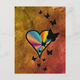 Carte Postale Rainbowheart et papillon