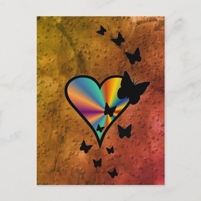 Carte Postale Rainbowheart et papillon (Devant)