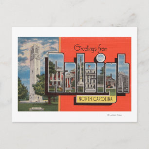 Carte Postale Raleigh, Caroline du Nord - Scènes de grandes lett