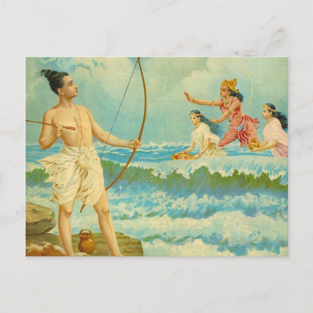 Carte Postale Rama vainc la mer par Raja Ravi Varma (Devant)