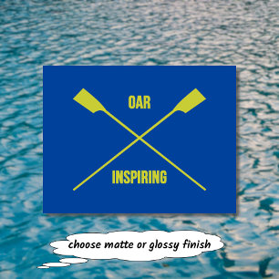 Carte Postale Rameau slogan inspirant et rames croisées bleu fon