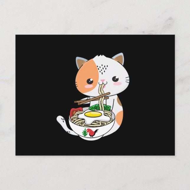 Carte Postale Ramen Chat Kitten (Devant)