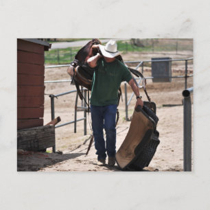 Carte Postale Ranch Cowboy avec une selle