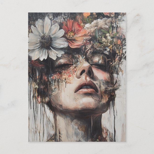 Carte Postale Random Art Mon chat Fleurs Fabriquées sur mon espr (Devant)