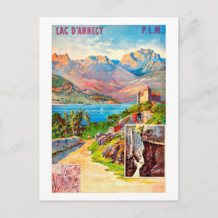 Carte Postale Randonnée autour du lac d'Annecy, voyage vintage