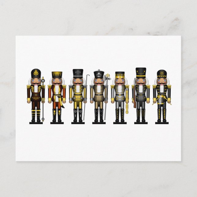 Carte Postale Rangée de sept gays Bear Pride Nutcrackers drapeau (Devant)