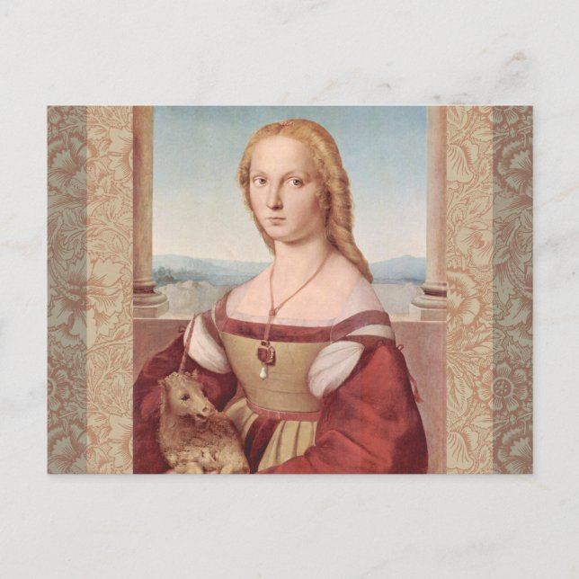 Carte Postale Raphael Dame et la Licorne Classique beaux-arts (Devant)