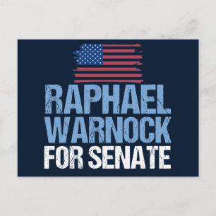 Carte Postale Raphael Warnock pour l'élection du Sénat 2022 Géor