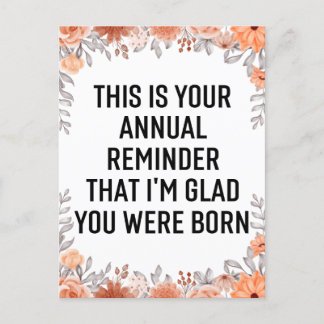 Carte Postale Rappel annuel Snarky Anniversaire, Anniversaire Ci