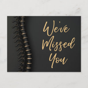 Carte Postale Rappel chiropratique Black Spine We've Missed You 