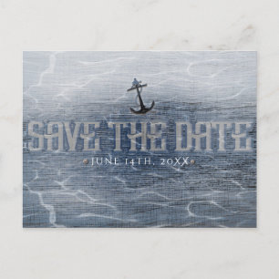 Carte Postale RAPPEL DE DATE Élégant fiançailles de plage nautiq