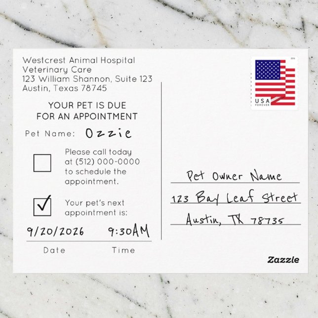 Carte Postale Rappel de nomination vétérinaire (Créateur téléchargé)