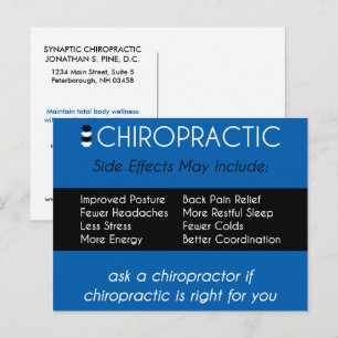 Carte Postale Rappel de réactivation CHIROPRATIQUE {Effets secon