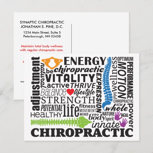 Carte Postale Rappel de réactivation du Collège Chiropratique  (Devant / Derrière)