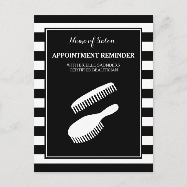 Carte Postale Rappel de rendez-vous tendance Black White Stripes (Devant)