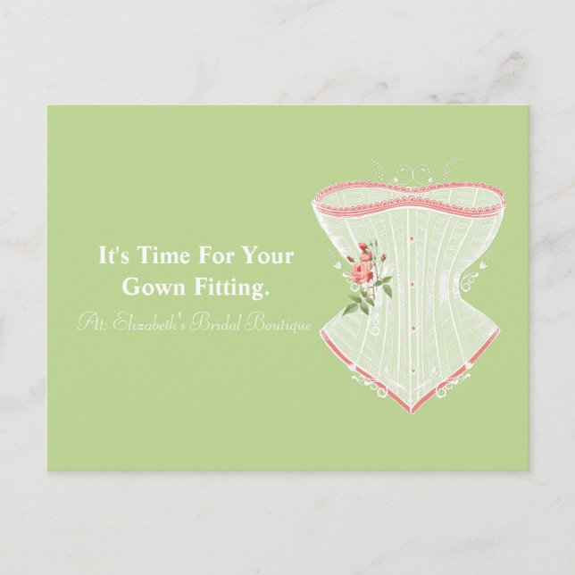 Carte Postale Rappel du rendez-vous de la nuptiale Boutique Gown (Devant)