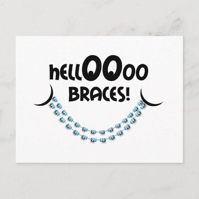 Carte Postale Rappel Rendez-vous orthodontique Bonjour Braces Bl (Devant)