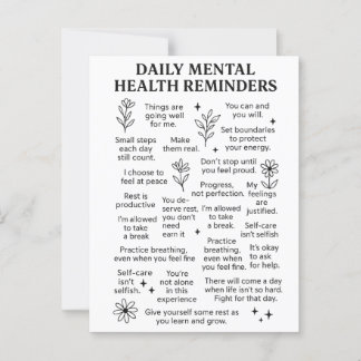 Carte Postale Rappels quotidiens en santé mentale
