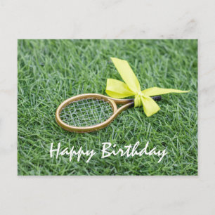 Carte Postale Raquette de tennis et balles de tennis sont sur de