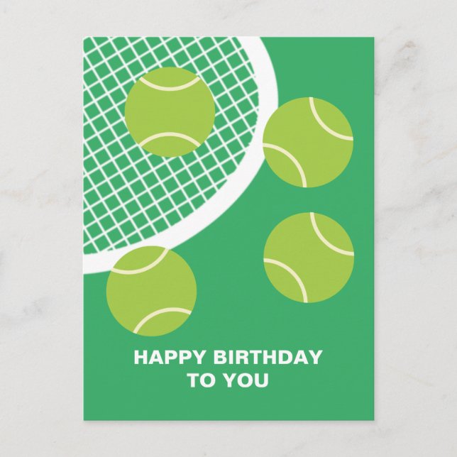 Carte Postale Raquette de tennis verte moderne Joyeux Anniversai (Devant)