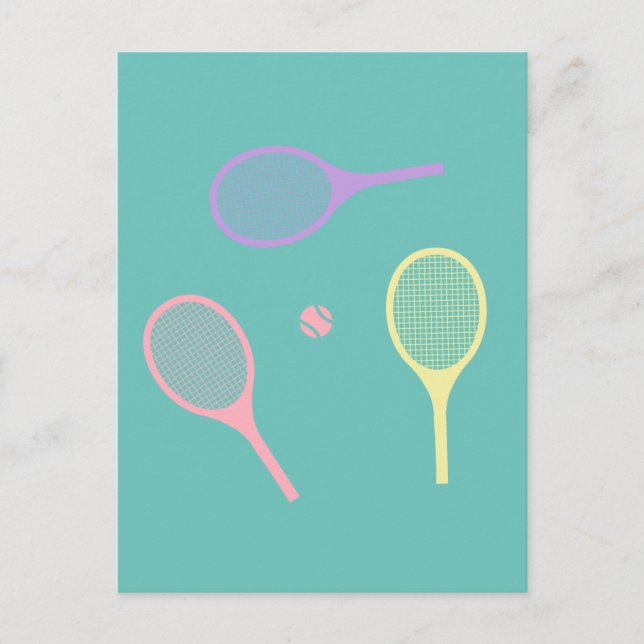 Carte Postale Raquettes de tennis Pastel avec balle de tennis su (Devant)