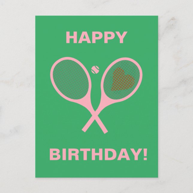 Carte Postale Raquettes de tennis Pastel Heart Balle Anniversair (Devant)
