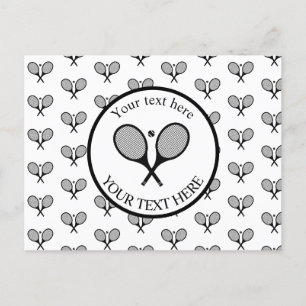 Carte Postale Raquettes de tennis personnalisables en noir et bl