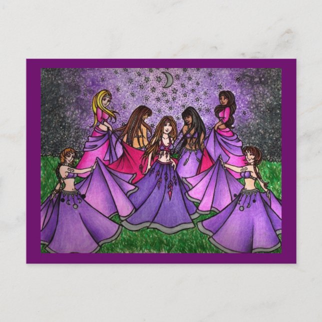 Carte Postale Rassemblement de danseurs du ventre en violet (Devant)