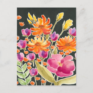 Carte Postale Rassemblement splendide - Fleurs roses et orange