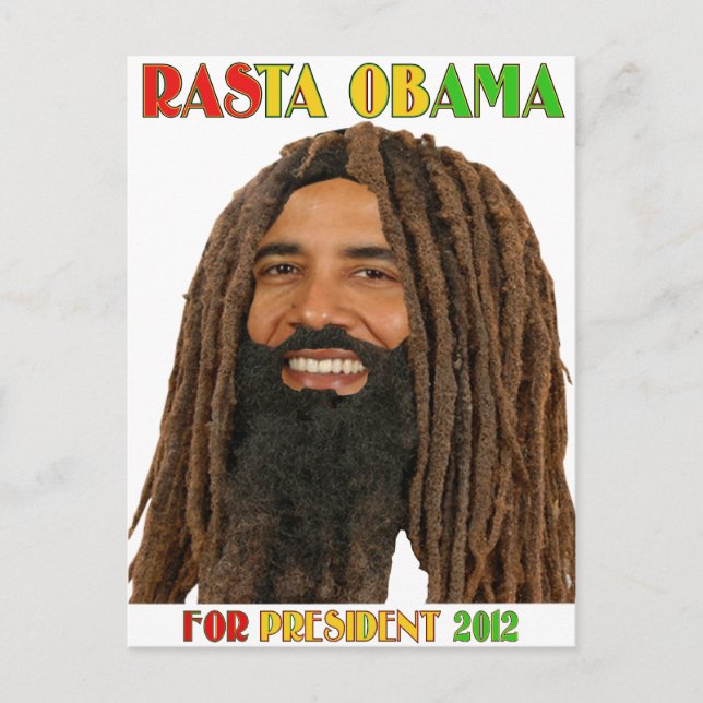 Carte Postale Rasta Obama pour le président 2012 (Devant)