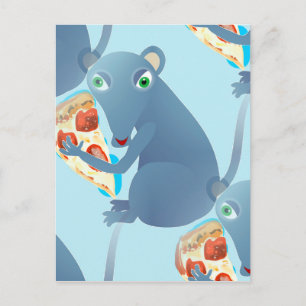 Carte Postale rat à pizza