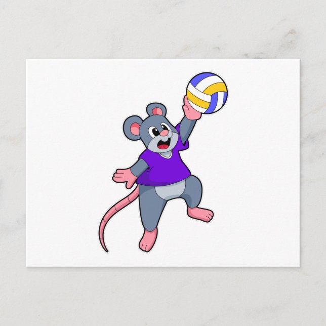 Carte Postale Rat au volleyball (Devant)