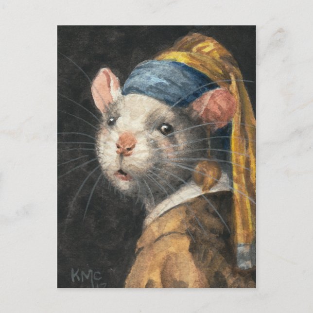 Carte postale "Rat avec une oreille Yogie" peintur (Devant)