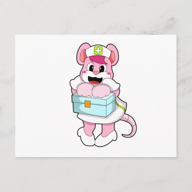 Carte Postale Rat comme infirmière avec boîte (Devant)