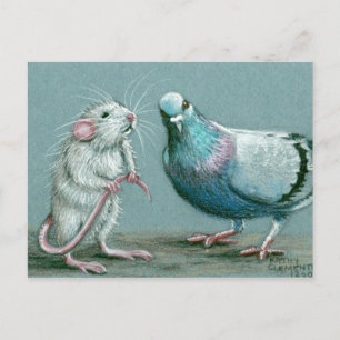 Carte postale Rat et Pigeon
