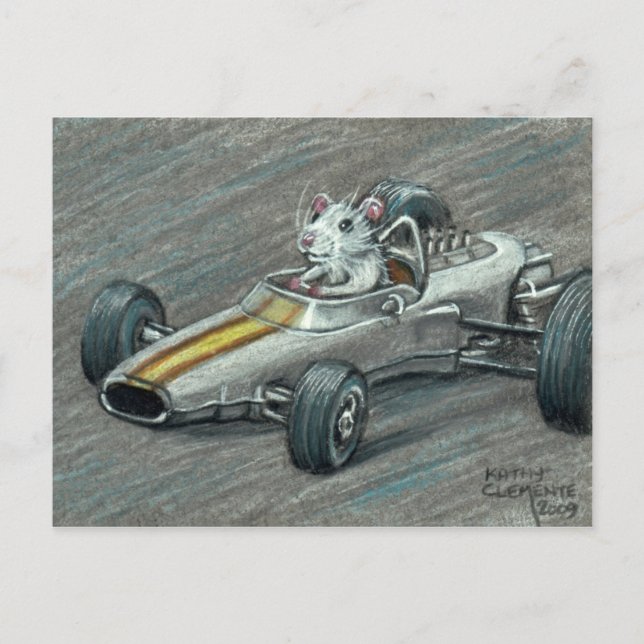 Carte postale Rat in Race Car (Devant)