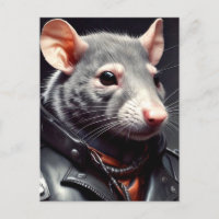 Rat Portant une veste en cuir