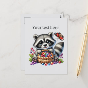 Carte Postale Raton laveur amoureux des animaux personnalisable