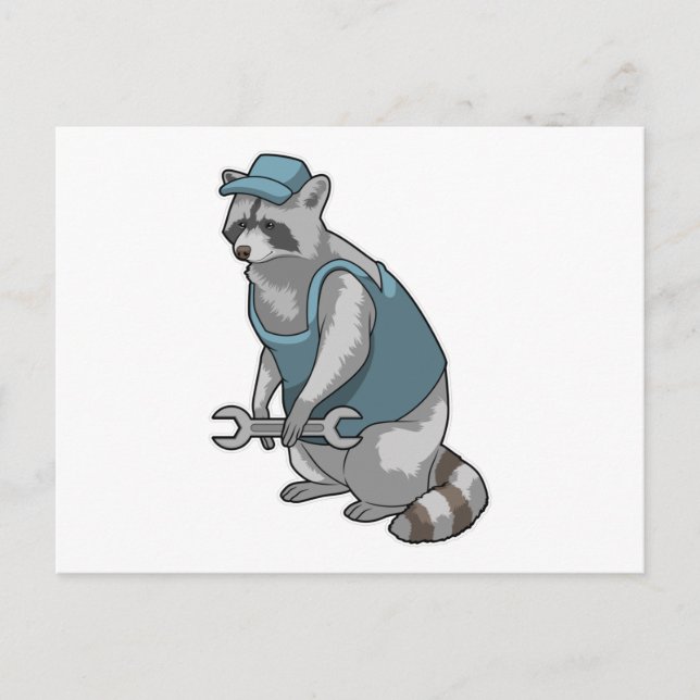 Carte Postale Raton laveur artisan avec clé (Devant)