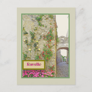 CARTE POSTALE RAVELLO, ITALIE/RUE DE COBBLESTONE, ARCHEVAL, ROSE