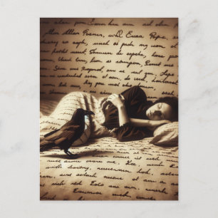 Carte Postale Raven regarde la femme endormie