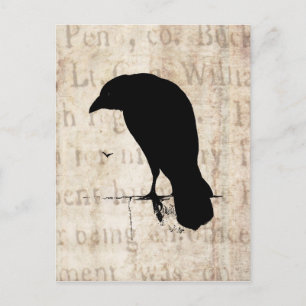 Carte Postale Raven Silhouette - Ravages et Corneilles Retro Vin
