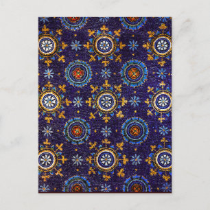 CARTE POSTALE RAVENNA BYZANTINE MOSAÏQUES, ÉTOILES, NUIT BLEUE S