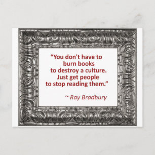 Carte Postale Ray Bradbury Citation Sur La Gravure De Livres