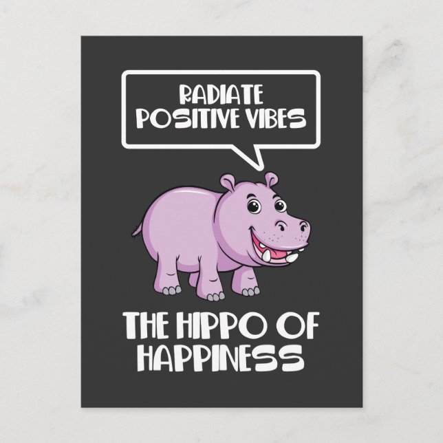 Carte Postale Rayonner Vibes positives Hippo du bonheur (Devant)