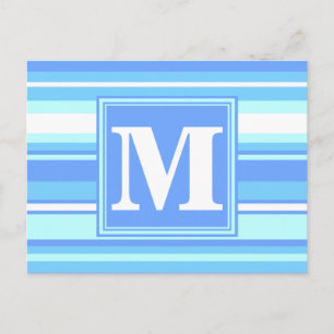Carte Postale Rayures bleu ciel Monogram