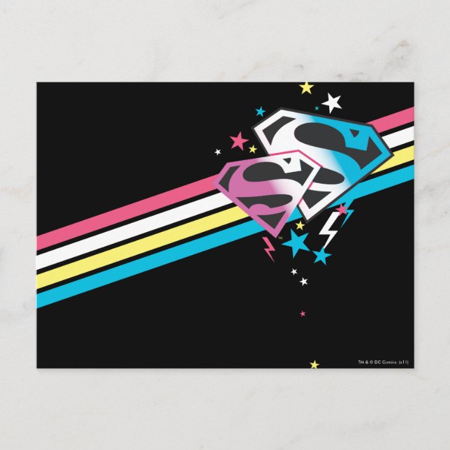 Carte Postale Rayures d'arc-en-ciel de Supergirl (Devant)