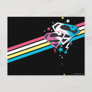 Carte Postale Rayures d'arc-en-ciel de Supergirl