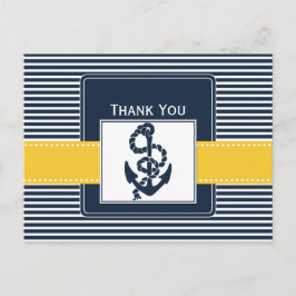 Carte Postale rayures de marine, ancre, Merci mariage nautique